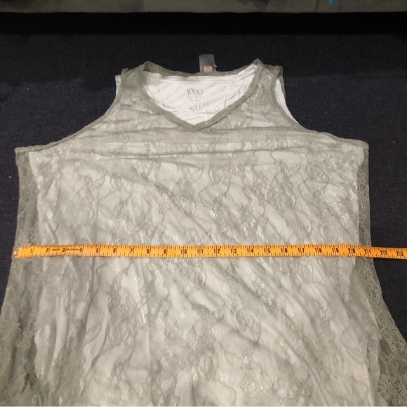 LOGO By Lori Goldstein Green Floral Laced Sleeveless Blouse Size 2X - Picture 10 of 10